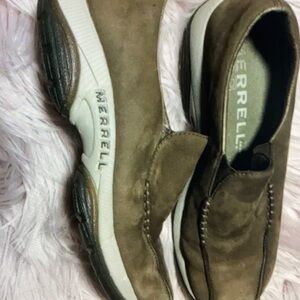 Merrell primo seam dark taupe suede leather slip on air shoes